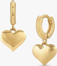 Bearfruit Jewelry 14k Gold Plated Dangling Puffed Heart Huggies Love-Inspired Style