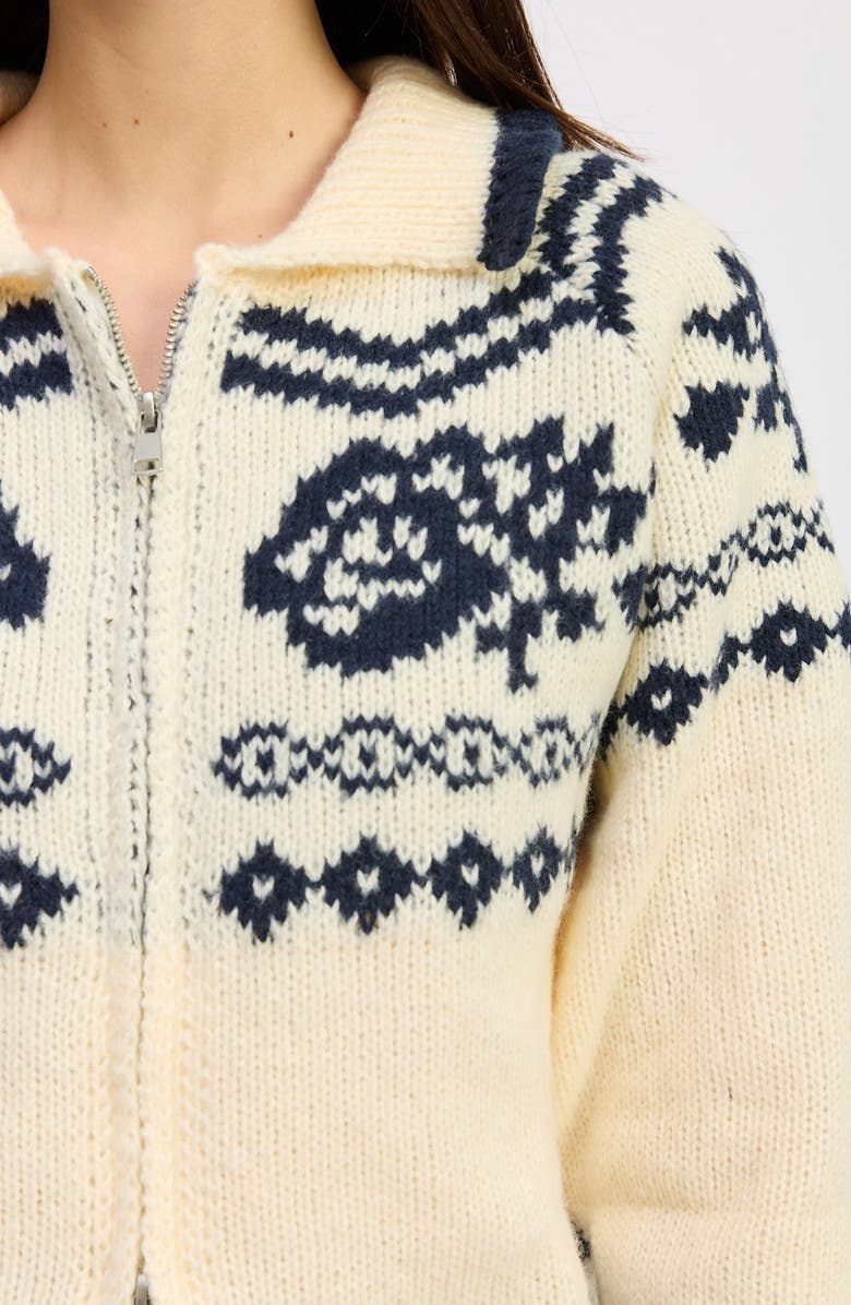 JACQUIE THE LABEL Remi Fair Isle Cardigan, Alternate, color, Off White Navy