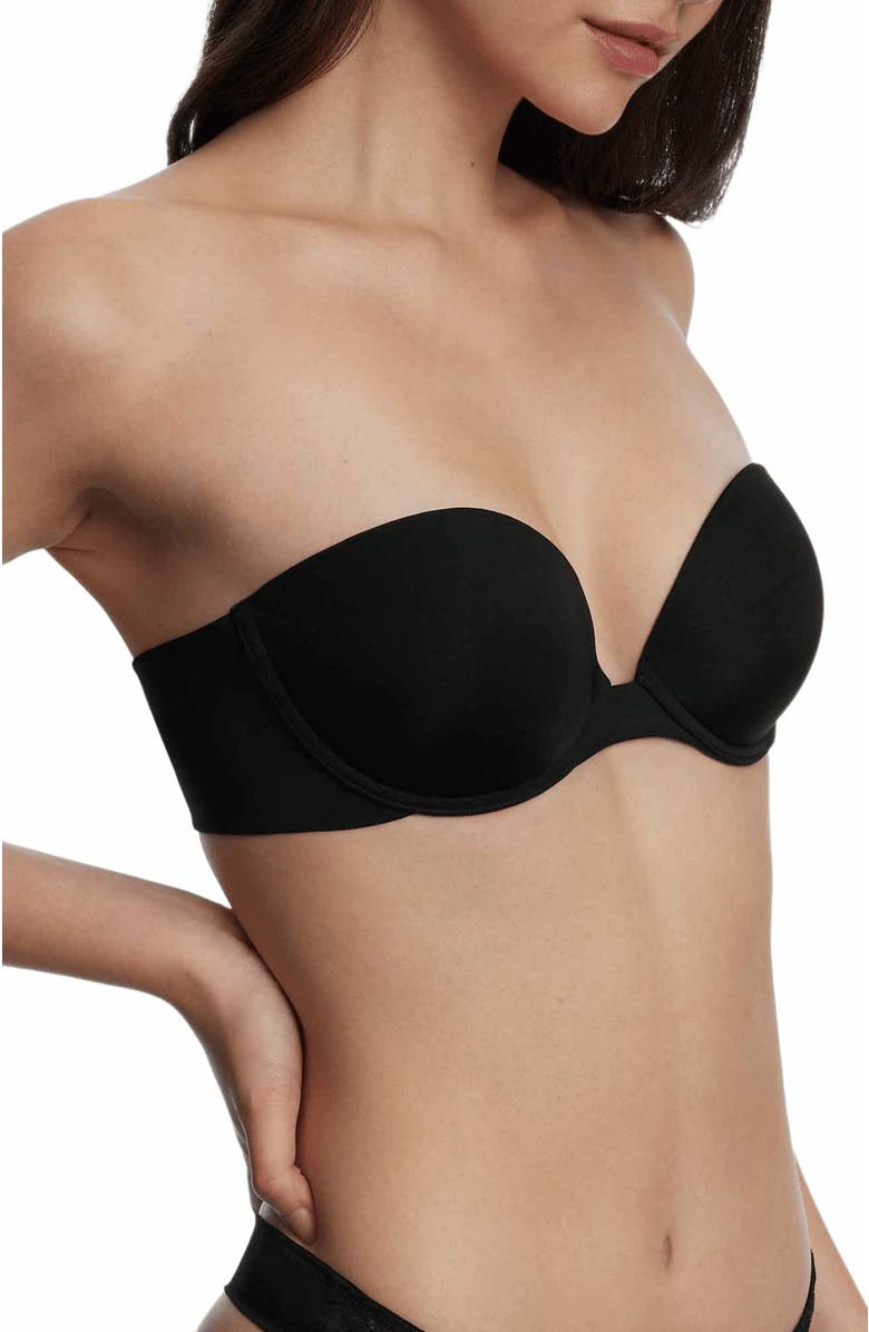 Skarlett Blue Breathless Strapless Plunge Push-Up Bra, Alternate, color, Black