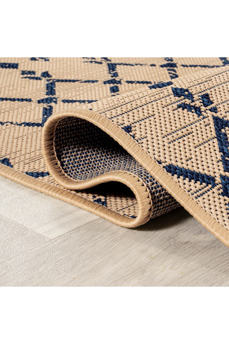 Ourika Moroccan Geometric Textured Weave Indoor/Outdoor Area Rug, Alternate, color, Beige/Navy