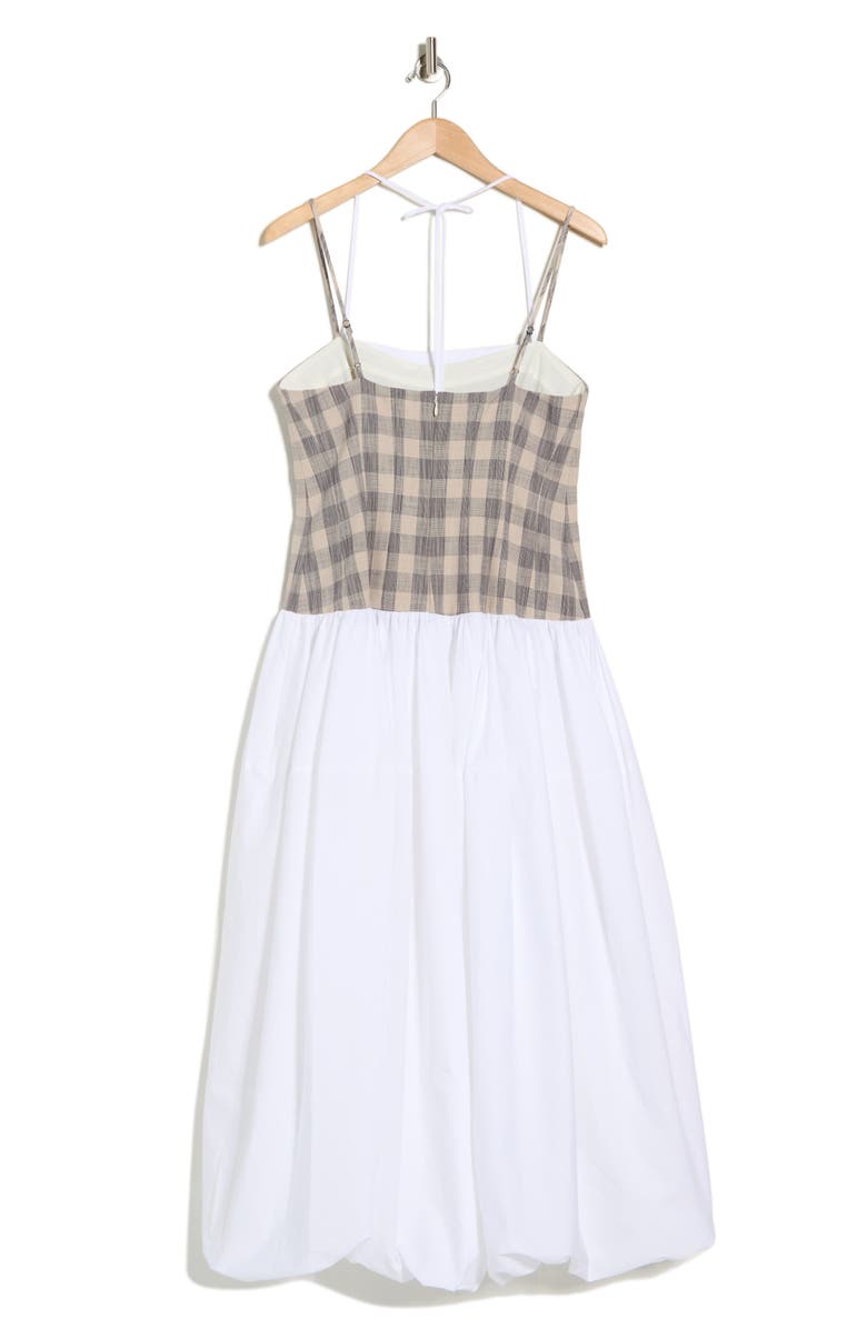 Simkhai Pfeiffer Bustier Bubble Hem Dress, Alternate, color, Midnight Gingham