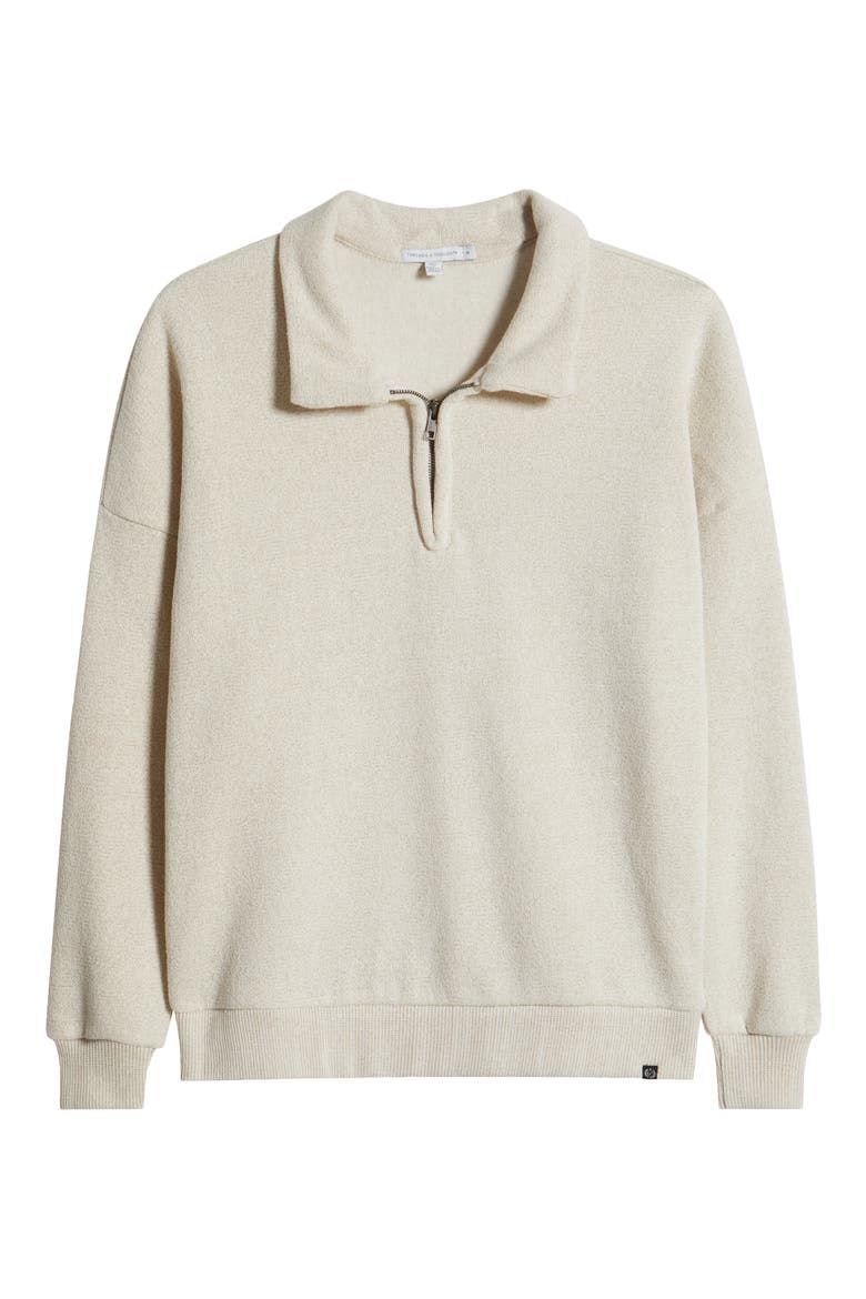 Gabe Oversize Fleece Quarter Zip Pullover, Alternate, color, BONE