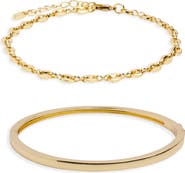 Argento Vivo Sterling Silver Mariner Link 
Cuff Bracelet Set