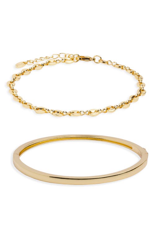 Argento Vivo Sterling Silver Mariner Link & Cuff Bracelet Set In Gold