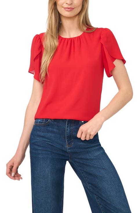 Shirred Tulip Sleeve Top