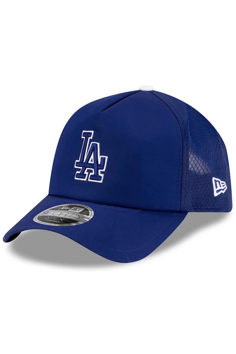 Men's New Era Royal Los Angeles Dodgers 2026 Batting Practice Apex 9FORTY Adjustable Trucker Hat, Main, color, Royal