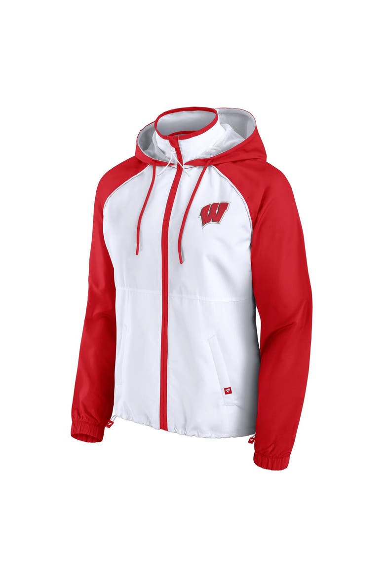 Women's Fanatics White Wisconsin Badgers Full-Zip Anorak Hoodie Jacket, Alternate, color, White