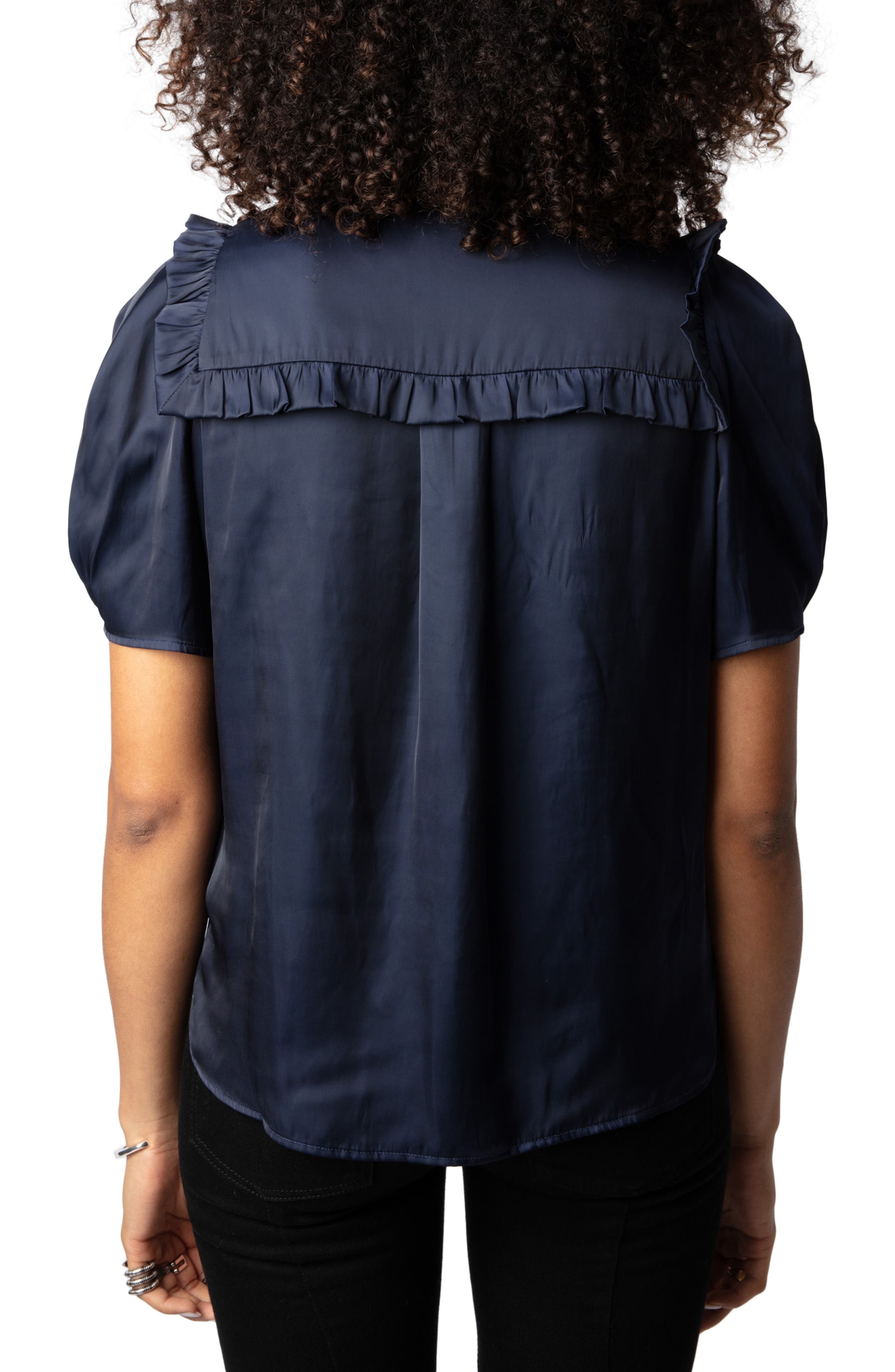 Twisty Satin Ruffle Top - image 2