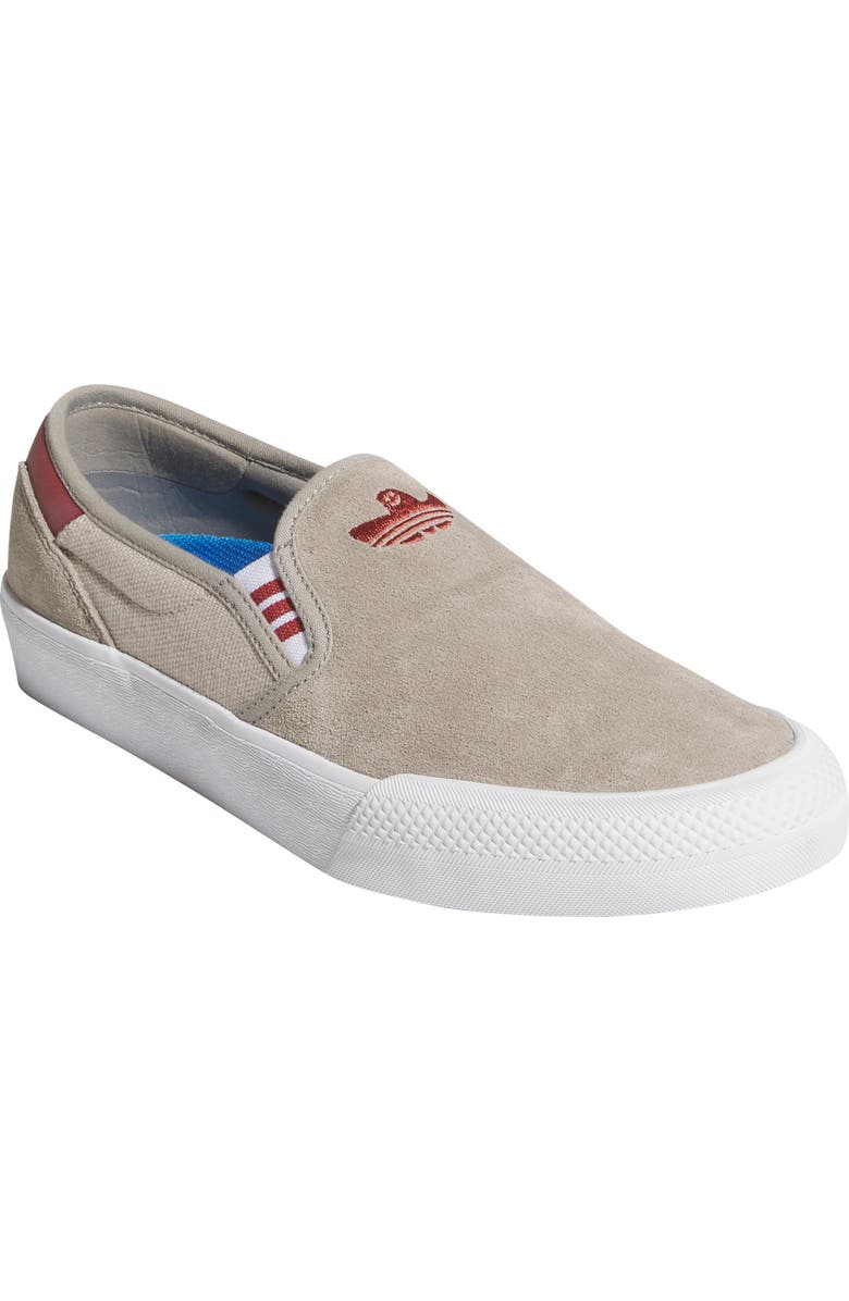 adidas Shmoofoil Slip-On Sneaker, Main, color, Putty Beige/ Ruby/ Beige