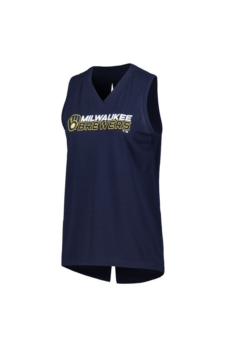 LEVELWEAR Women's Levelwear  Navy Milwaukee Brewers Paisley Chase V-Neck Tank Top, Alternate, color, Navy