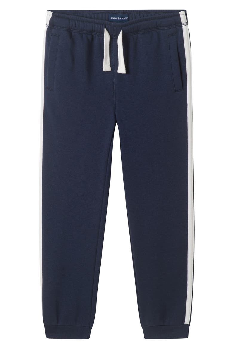 Kids' Side Stripe Piqué Joggers, Main, color, NVA -NAVY