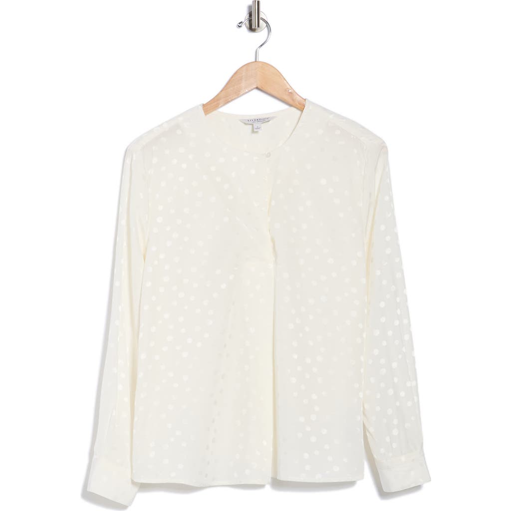 Liverpool Dot Popover Woven Top In White