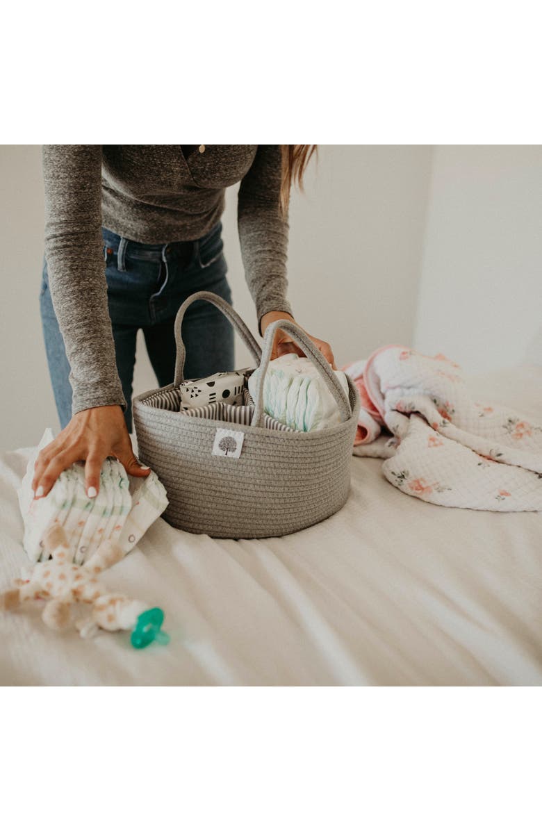 Parker Baby Co. Rope Diaper Caddy, Alternate, color, Gray