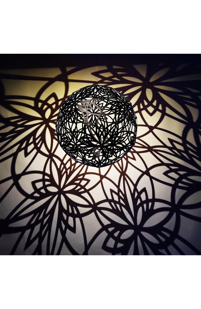 GlowTheory 18" Solar Lotus Light Black Outdoor Hanging Décor, Alternate, color, Multicolored