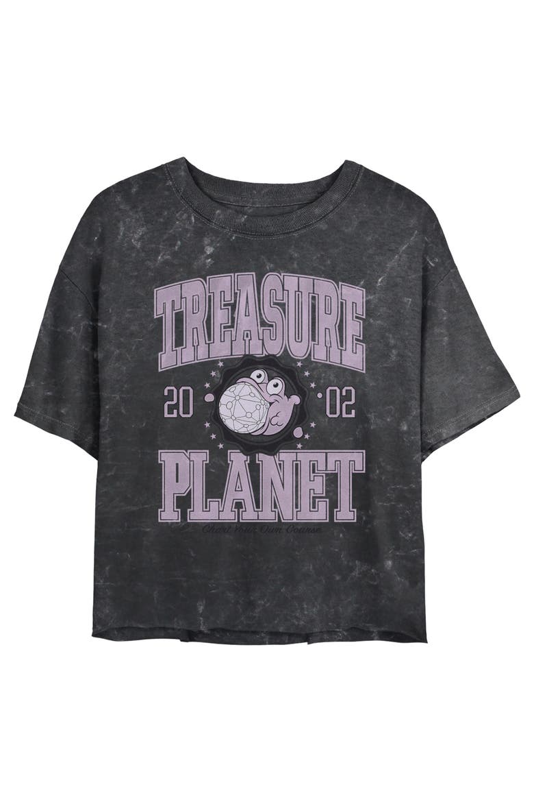 Junior's Collegiate Morph 2002 Short Sleeve Cropped T-Shirt, Main, color, Black
