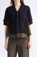 Sacai Hybrid Wool Cardigan Top (Nordstrom Exclusive)