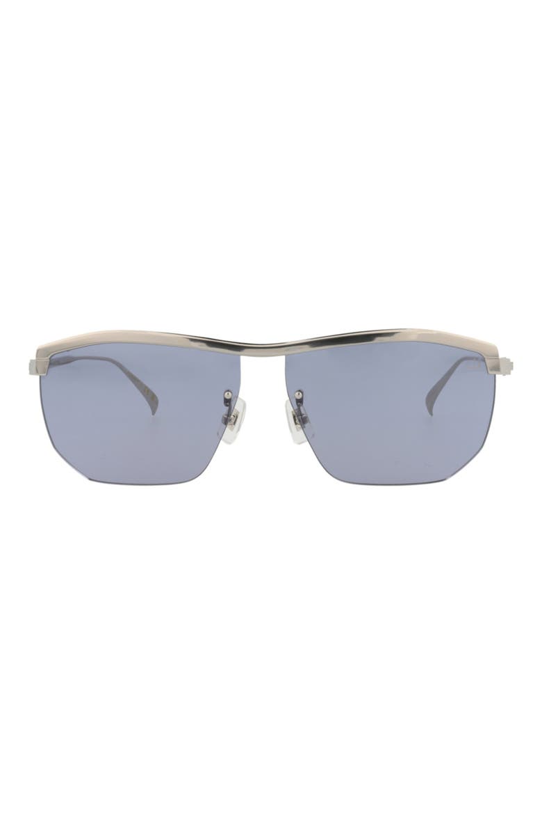 62mm Browline Sunglasses, Main, color, SILVER SILVER LIGHT BLUE