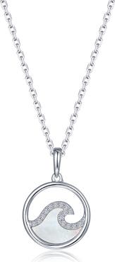 Lafonn Ocean Wave Mother-of-Pearl Pavé Simulated Diamond Pendant Necklace