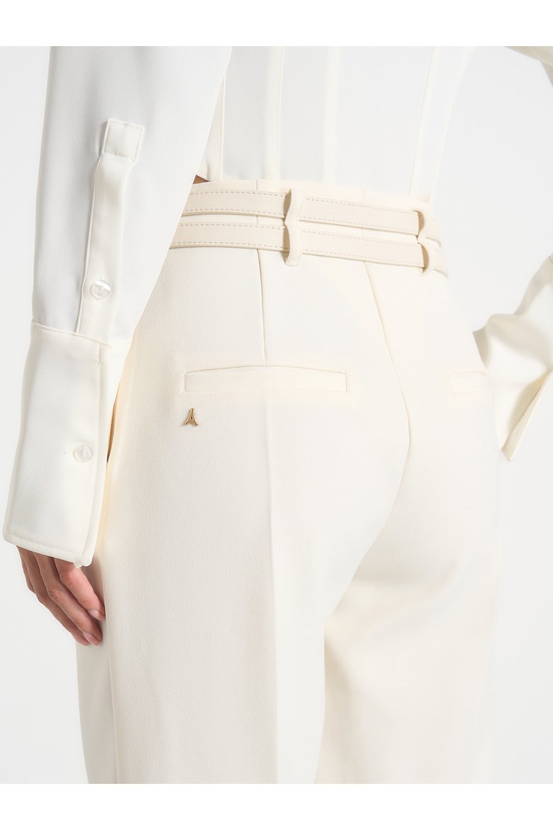 Pascale Wide Leg Trousers With Double Belt, Alternate, color, Off White
