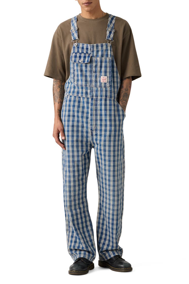 Loose Check Print Cotton Denim Overalls, Main, color, SUMMER CHECK OVERALL