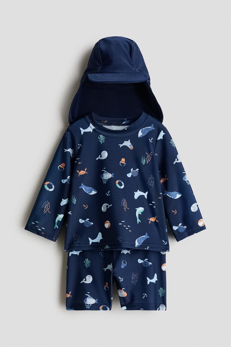 Upf 50 Sun Protection Set, Main, color, Navy blue/marine life