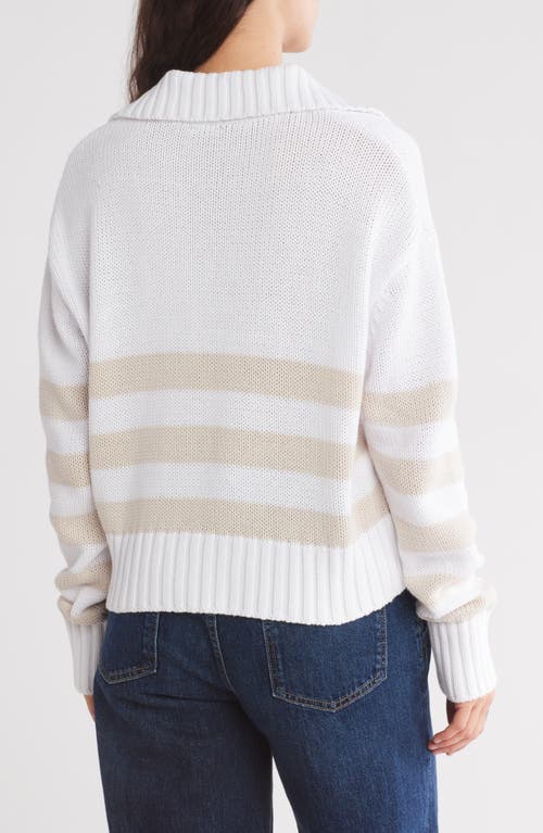 Splendid Stripe Cotton Polo Sweater In Oat Stripe