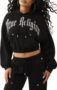 True Religion Embellished Logo Crop Hoodie