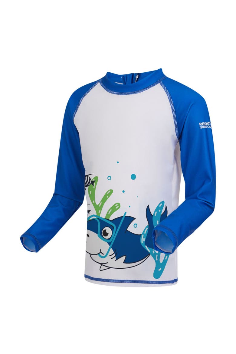Childrens/Kids Bubbles The Shark Rash Suit, Alternate, color, Hawaiian Blue