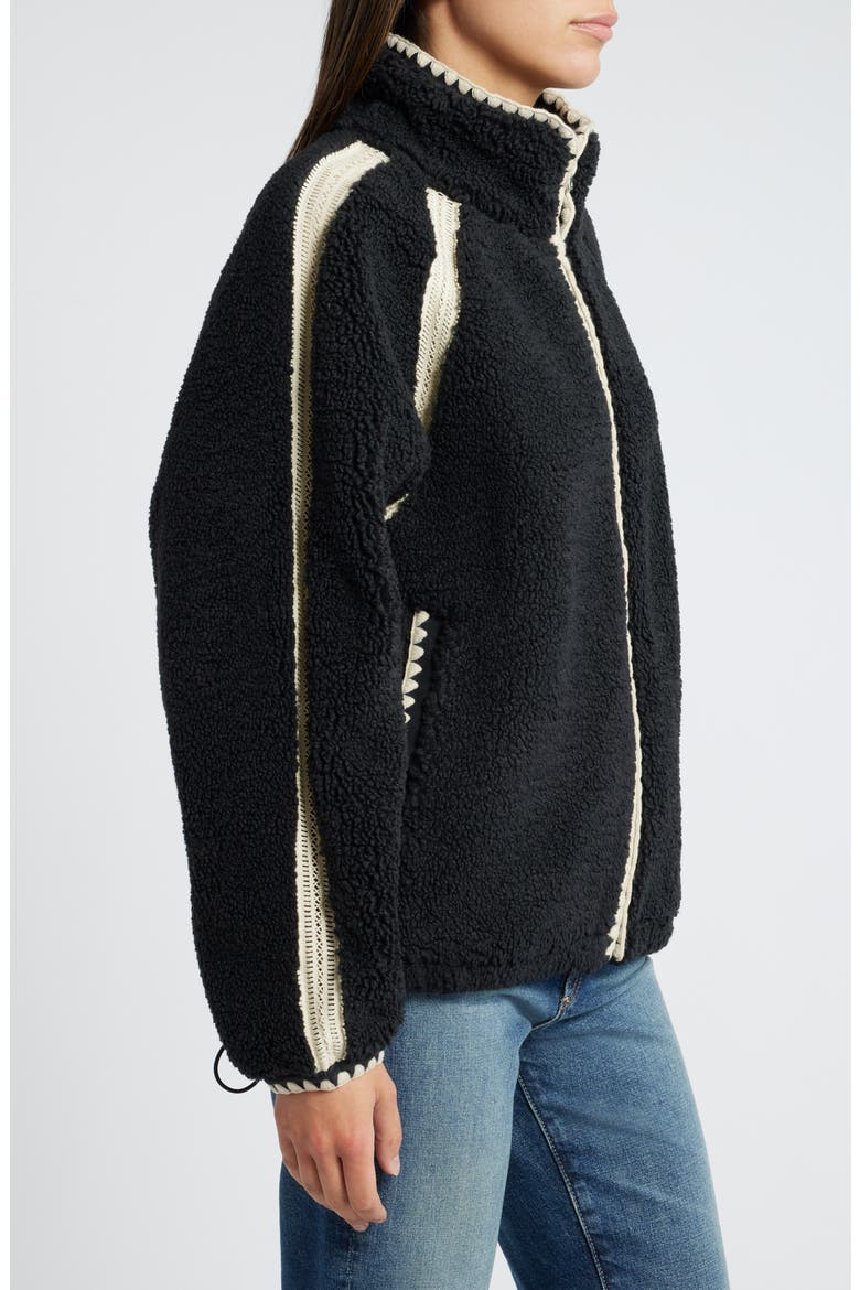 Nikia Open Stitch Detail Uggfluff Fleece Jacket, Alternate, color, BLK