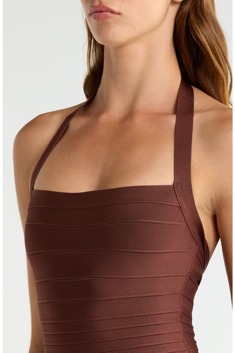The Silhouette Halter Midi Dress, Alternate, color, CHOCOLATE
