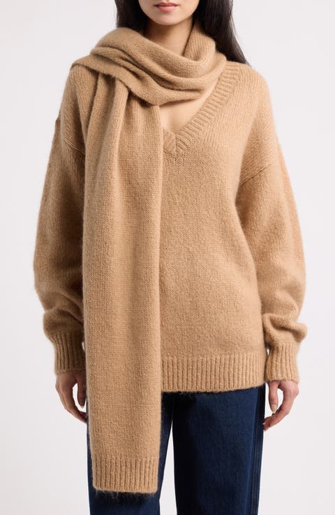 V-Neck Sweater & Scarf Set
