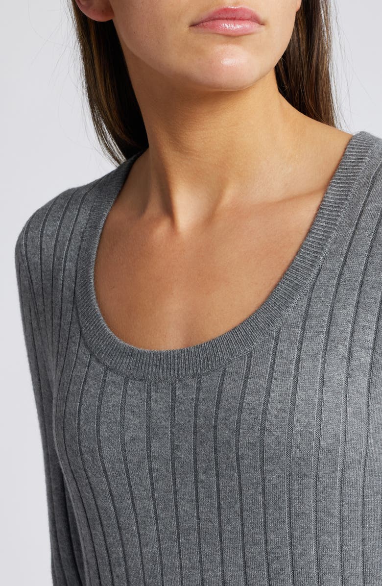 Treasure & Bond Scoop Neck Long Sleeves Rib Sweater Dress, Alternate, color, 