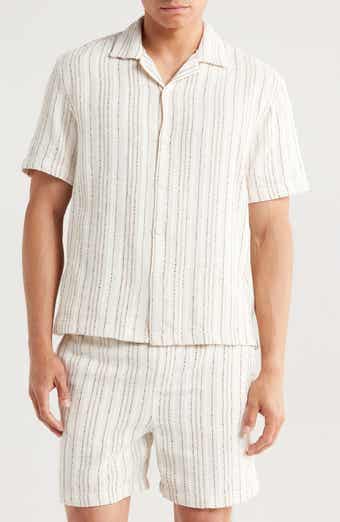 DENIM AND FLOWER Relaxed Fit Stripe Textured Camp Shirt