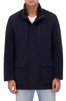 Cole Haan Signature Wool Blend Faux Fur Lined Stand Collar Jacket