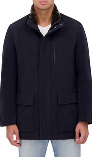 Cole Haan Signature Wool Blend Faux Fur Lined Stand Collar Jacket