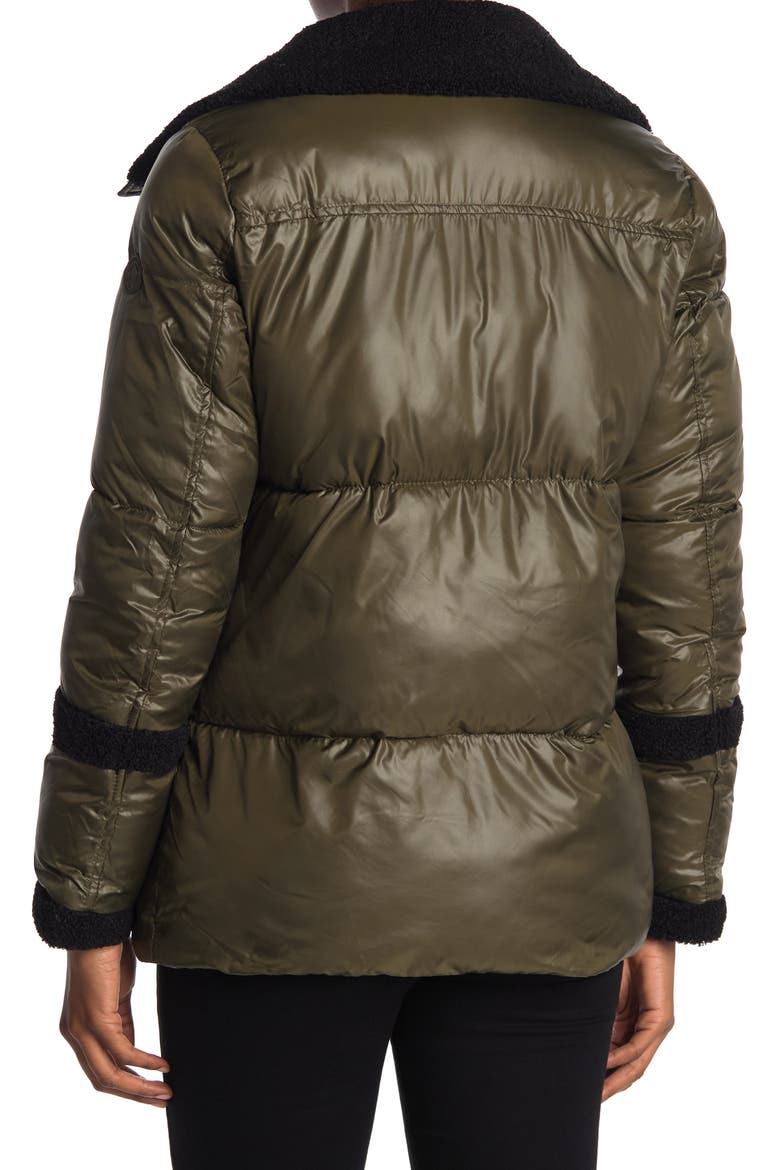 Puffer Faux Shearling Trim Jacket, Alternate, color, OLIVE