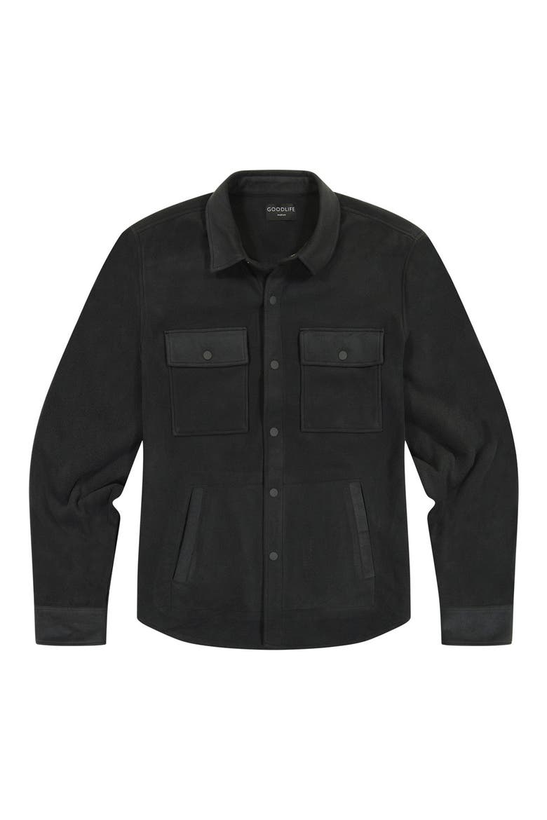 Recycled Polartec® Snap-Up Shirt Jacket, Alternate, color, BLACK