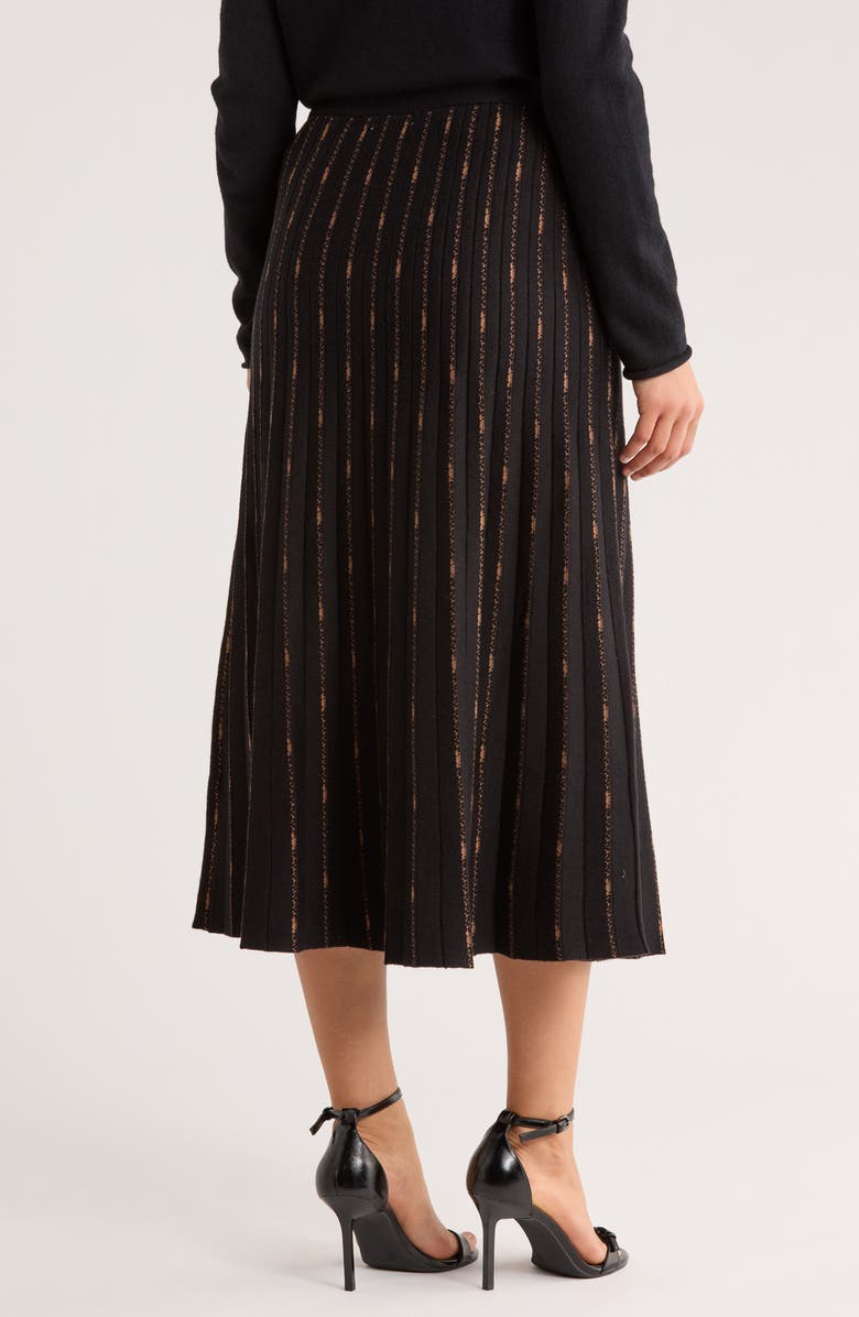 MAX STUDIO Pleated Midi Sweater Skirt, Alternate, color, Black/ Camel Fading Stripe