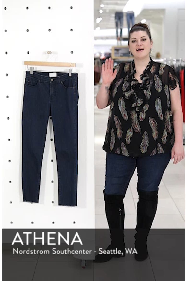Frayed Hem Skinny Ankle Jeans video