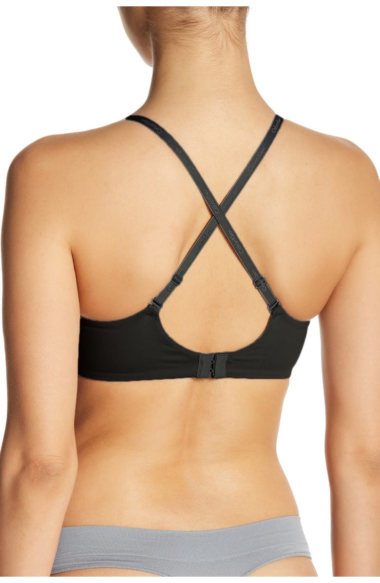 Calvin Klein Push-up Underwire Plunge Bra, Alternate, color, Black