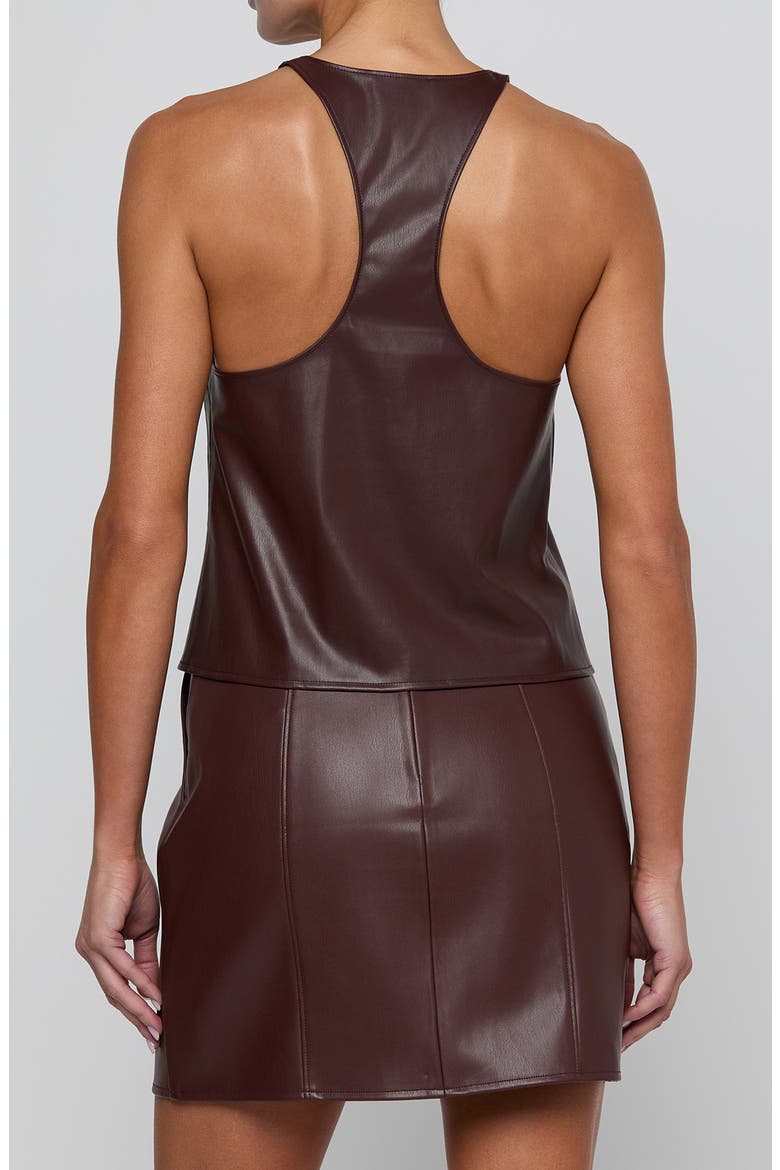 Tullia Scoop Neck Faux Leather Racerback Tank, Alternate, color, DEEP MAHOGANY