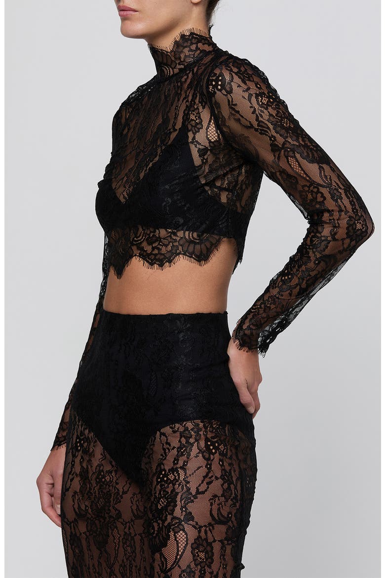 Henriette Lace Cropped Top, Alternate, color, BLACK