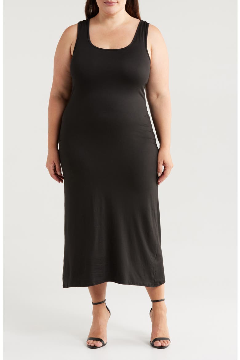 Racerback Jersey Midi Dress, Main, color, BLACK