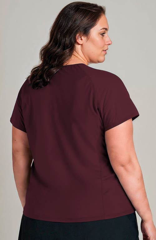 Calypsa Plus Size Short Sleeve Adele Swim Top In Brown
