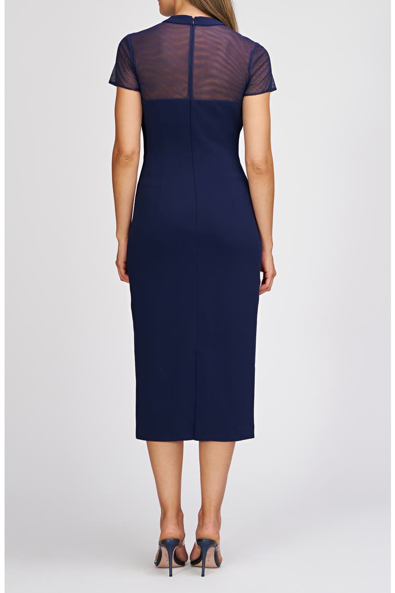 Roselle Bow Detail Cocktail Midi Dress, Alternate, color, NAVY