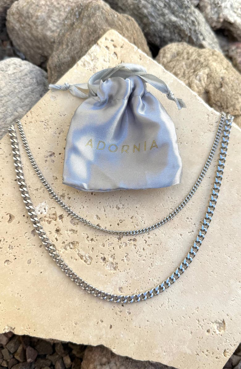 Adornia Men's Set of 2 Curb Chain Necklaces, Alternate, color, Silver