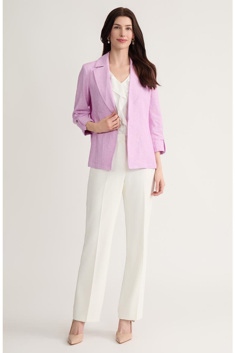 Open Front Linen Blend Blazer, Alternate, color, COSMO PINK/ LILY WHITE