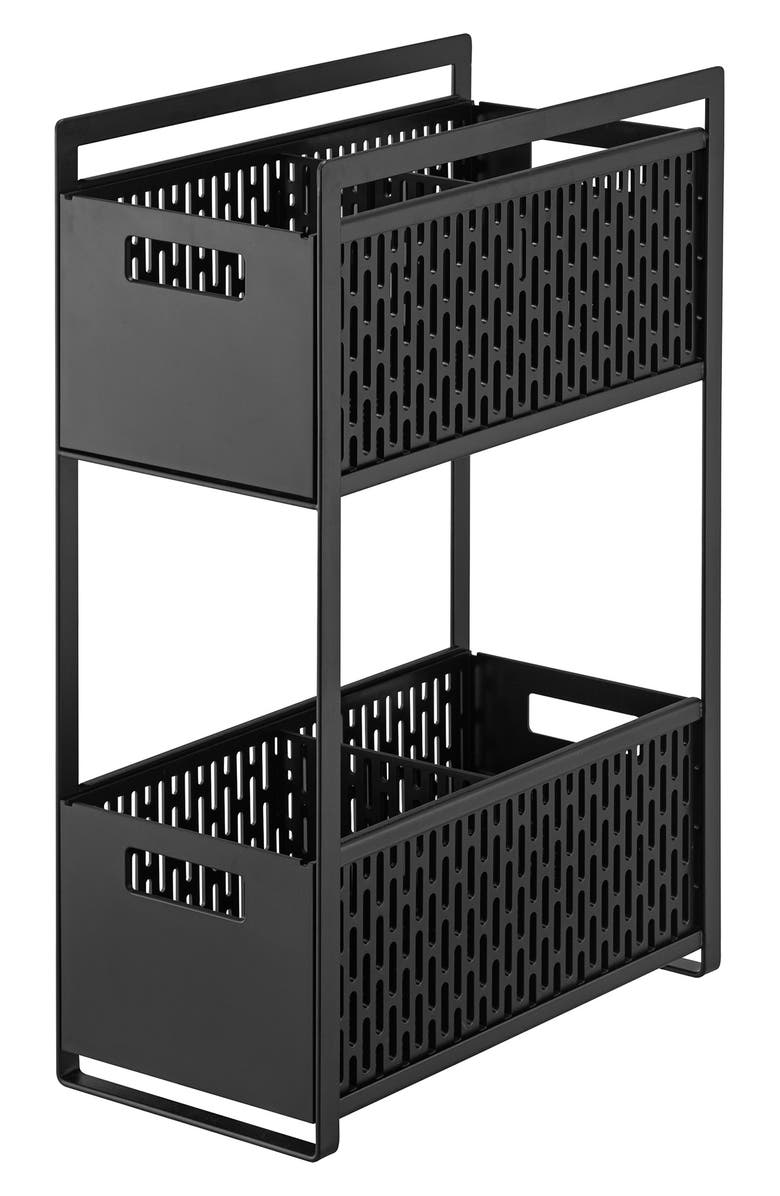 Yamazaki Two-Tier Cabinet Storage Basket, Main, color, Black