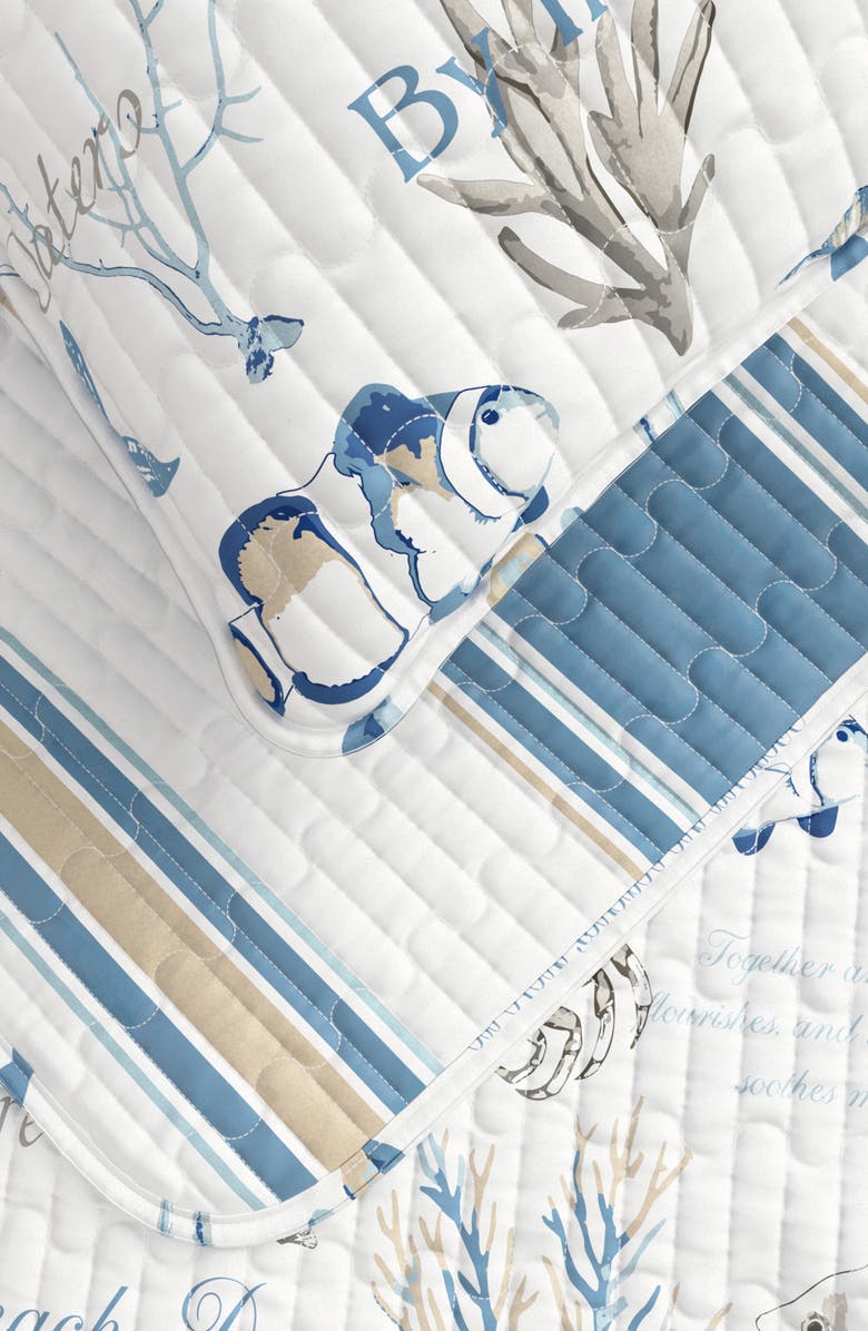 Woven & Weft Striped Reversible Coastal Quilt Set, Alternate, color, Flag Stripe / Ocean Stories