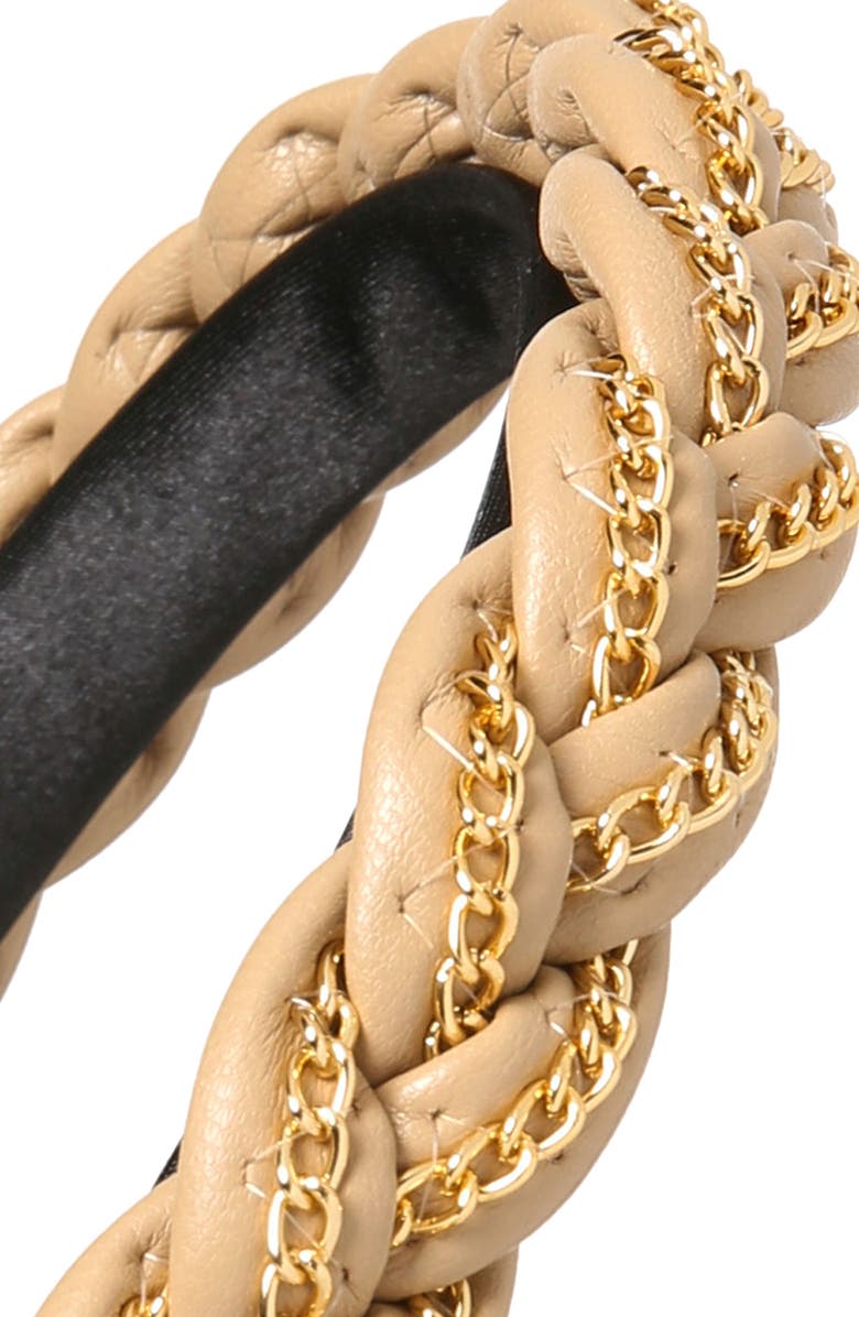 Tasha Skinny Chain Braided Faux Leather Headband, Alternate, color, 